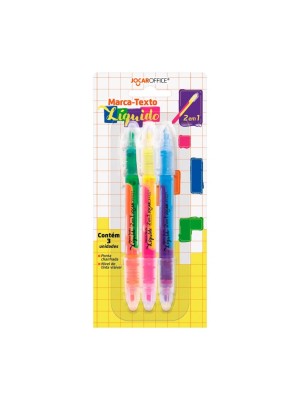 MARCA TEXTO LIQUIDO 2 EM 1 BLISTER C/3PCS UN.