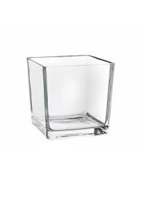 VASO DE VIDRO QUADRADO 8X8CM UN.
