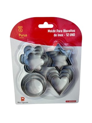 MOLDE PARA BISCOITO DE INOX C/12PCS 6CM UN.