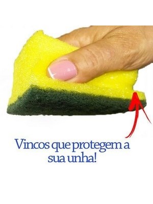 Esponja Lava Louça Multiuso Protege Unhas Formato Anatômico