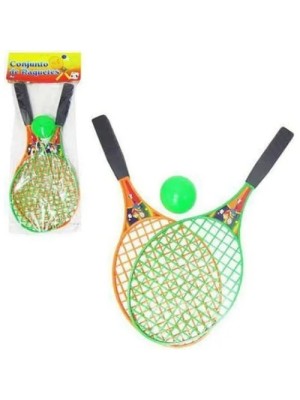 Conjunto de Raquetes com Bolinha Brinquedo Esportivo Infantil e Adulto para Praia e Parque
