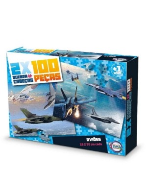 Jogo Quebra Cabeça Infantil Aviões 2 Em 1 Puzzle 200 Peças 