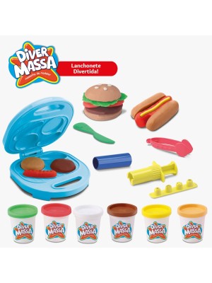 Massa Massinha Modelar Com 5 Acessórios Lanchonete Divertida