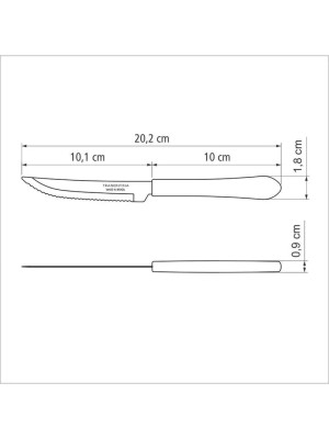 FACA CHURRASCO INOX 4 LEME PRETO UN. TRAMONTINA