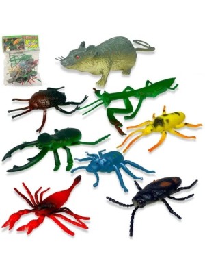 BRINQUEDO INSETOS DE BORRACHA INSECTS SET 7PCS UN. JMD IMPORTS