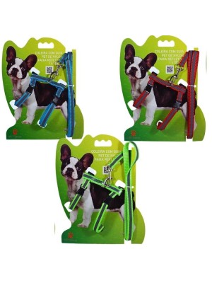 COLEIRA DE POLIESTER COM PEITORAL REFLETIVA E GUIA UN. RIO TIJUCAS