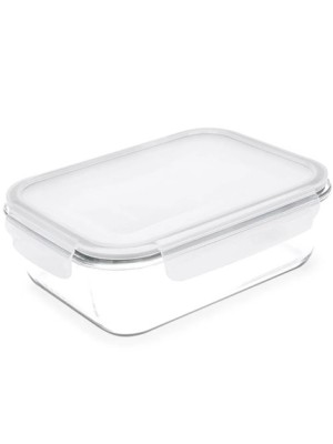 POTE DE VIDRO 1,5L HERMETICO RETANGULAR BRANCO UN. INGA