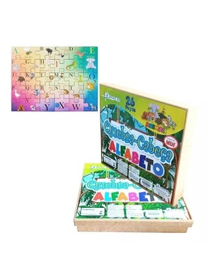 QUEBRA-CABEÇA MDF C/26PCS ALFABETO ANIMAIS UN. CONECTA BRASIL