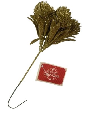 FLOR PERMANENTE DE NATAL DOURADA 21CM UN. MULTIART