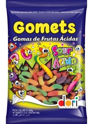 GOMETS GOMA MINHOCA FRUTAS ACIDA 600G UN.