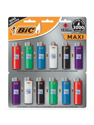ISQUEIRO BIC MAXI  CARTELA C/12 UNIDADES