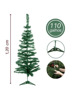 ARVORE DE NATAL 120CM VERDE 110 GALHOS UN. TOP IMPORTADORA
