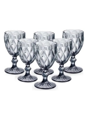 JOGO DE TACA DIAMANTE FUME 340ML 06 PCS - CM06 INGA