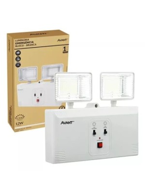 LUMINARIA EMERGENCIA BLOCO 12W 6000K 1200 LUMENS LUZ BRANCA UN. AVANT