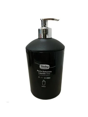 PORTA SABONETE LIQUIDO METALLIC ONE PRETO 9X18CM UTILITY