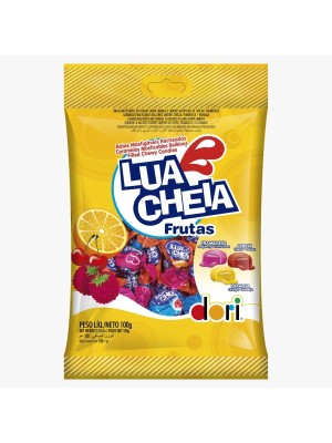 Bala Lua Cheia Frutas 100g Embaladas Individualmente Doces Coloridos Sortidos para Festa, Lembrancinha e Revenda