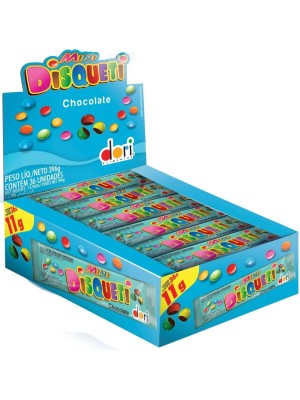 MINI DISQUETI CHOCOLATE CONFEITADO 396G CX C/36 UN.