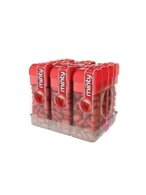 Pastilha Mini Minty Sabor Morango Pacote com 12 Unidades 168g Docile – Pastilhas Frutadas Crocantes