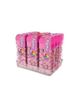 PASTILHA MINI MINTY PCT C/12 UNIDADES SABOR TUTTTI-FRUTTI 168G UN. DOCILE