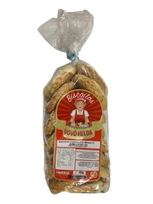 BISCOITO AMANTEIGADO C/CHOCOLATE BRANCO 300G UN. HELDA