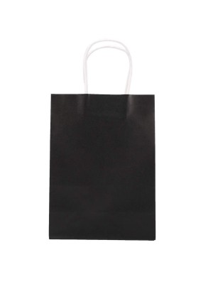 SACOLA DE PAPEL P PRETA COM ALÇA TORCIDA 18X10X22 UN.