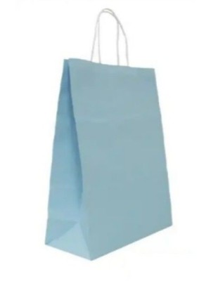 Sacola Papel Kraft Colorido M 23x30x10cm Azul Bebê