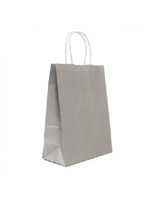 Sacola Papel Kraft Colorido M 23x30x10cm Prata Metalizado