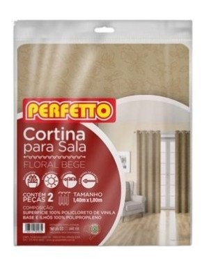 CORTINA SALA PVC FLORAL BEGE UN.
