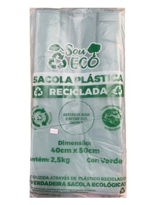 SACOLA RECICLADA 40X50X0,06CM 2,5KG VERDE UN.