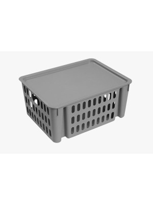 CESTO EMPILHAVEL C/ TAMPA 30,5X22X13CM UN.