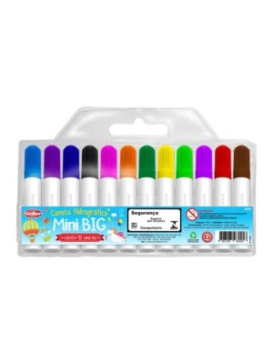 CANETA HIDROGRAFICA MINI BIG C/12 CORES UN.