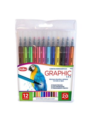 CANETA HIDROGRAFICA PONTA 2.0MM C/12PCS UN.
