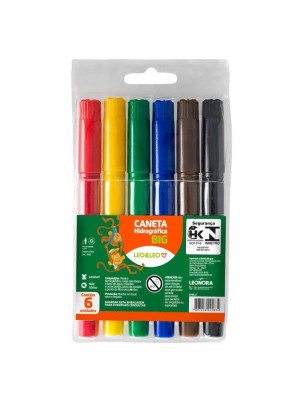 CANETA HIDROCOR PACOTE C/12PCS BIG C/6 CORES UN.