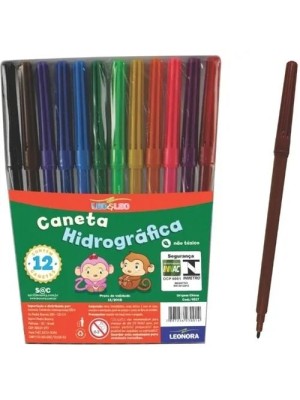 CANETA HIDROGRAFICA PACOTE C/12PCS C/24 CORES UN.