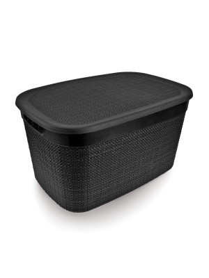 CESTO ECO EUROPA JUTA GRANDE PRETO 41X28X22,3CM UN.