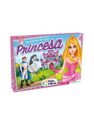 Jogo Aventuras de Uma Princesa Pais e Filhos 2865 Tabuleiro Infantil Educativo com Cartas e Dado