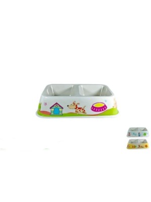 COMEDOURO PET MELAMINA DUPLO 29,5X16,5X6,5CM 1,2L UN.