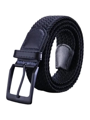 Cinto Unisex Preto Nylon Trançado Elástico 105cm