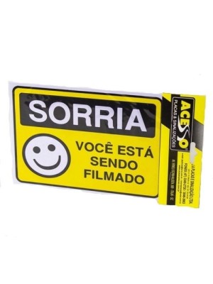 PLACA SORRIA VOCE ESTA SENDO FILMADO 15X20CM UN.