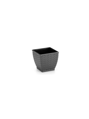 Vaso Cachepo Rattan Quadrado 300ml Preto– Decoração Sofisticada para Casa e Jardim