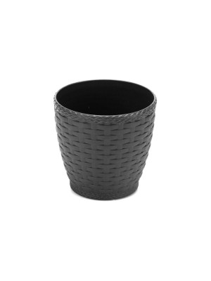 Vaso Rattan Redondo M2 750ml Preto – Decoração Sofisticada para Casa e Jardim