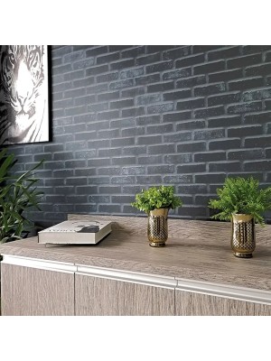 PAPEL DECORATIVO AUTOADESIVO 2MX45CMX14MM TIJOLO CINZA UN. 