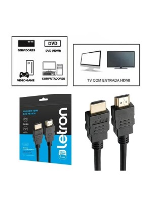 CABO HDMI-HDMI 2.0 5 METROS 4K ULTRA HD MACHO-MACHO PONTA OURO PRETO UN.