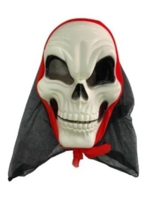 Máscara Halloween Caveira com Capuz 33x20 Fantasia Festa Temática Infantil e Adulto