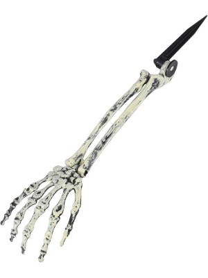 Enfeite Braço de Esqueleto Preto 36cm – Decoração Halloween Assustadora para Festas, Casas e Vitrines Temáticas