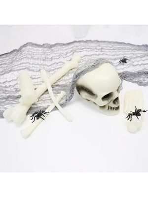 Esqueleto Kit Decorativo 40cm c/6 Peças – Decoração Halloween Realista para Casas, Festas e Ambientes Temáticos