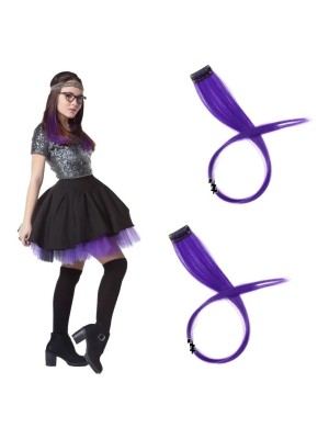 Mechas Lisas Sintéticas 50cm Cor Roxa para Fantasia Halloween e Eventos