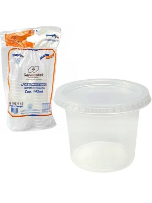 Pote Plástico 145ml Descartável Redondo c/tampa Galvanotek