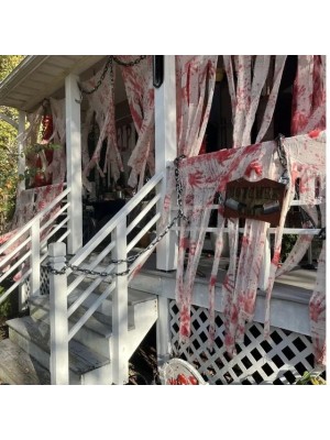 Cortina com Detalhes em Sangue 70x230cm – Decoração de Halloween Realista para Portas, Paredes e Ambientes Temáticos