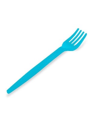 Garfo Plástico Sobremesa 25 Unidades Doces Aniversario Azul Claro
